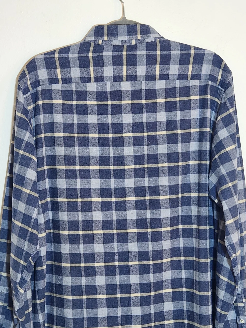 Banana Republic Blue Plaid Flannel Button Down Shirt Size Large